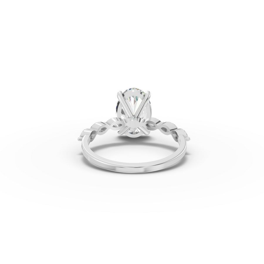 2.81 CT Oval Solitaire Marquise Accent Lab Diamond Ring
