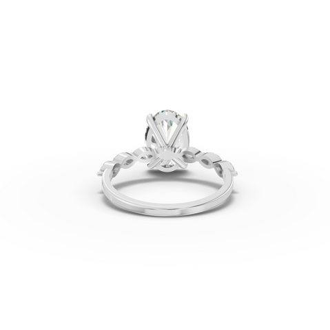 2.81 CT Oval Solitaire Marquise Accent Lab Diamond Ring