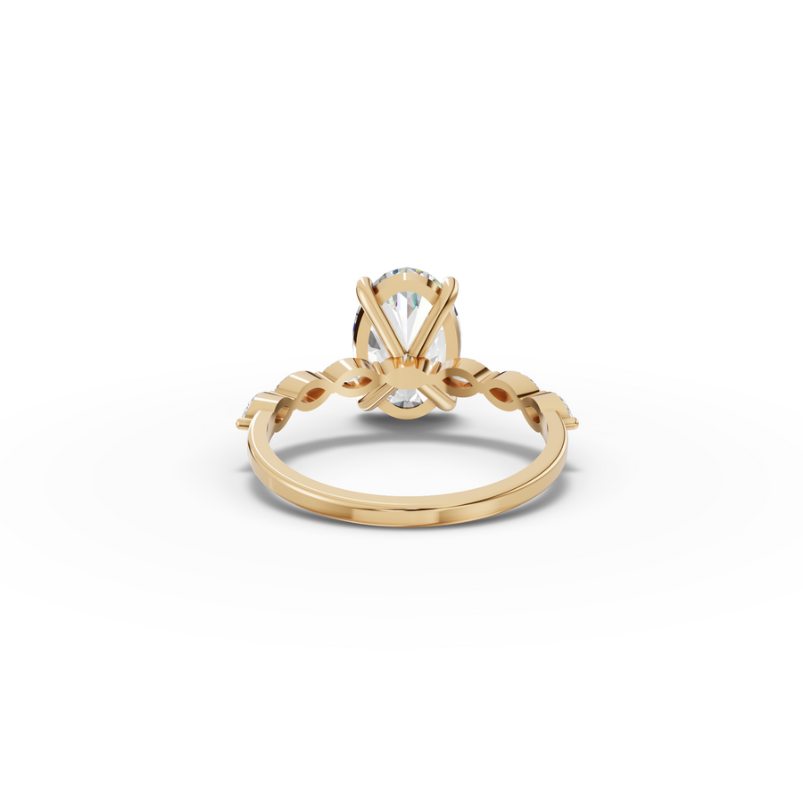 2.81 CT Oval Solitaire Marquise Accent Lab Diamond Ring