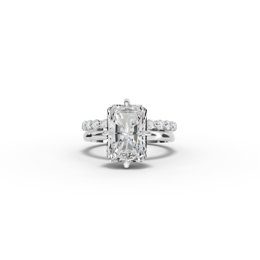 4.39 CT Radiant Pavé Bridal Set Lab Diamond Ring