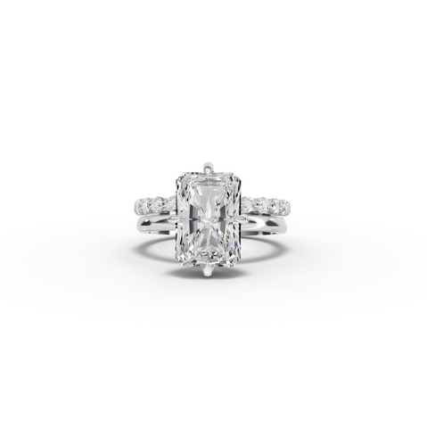 4.39 CT Radiant Pavé Bridal Set Lab Diamond Ring