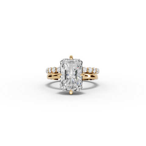 4.39 CT Radiant Pavé Bridal Set Lab Diamond Ring
