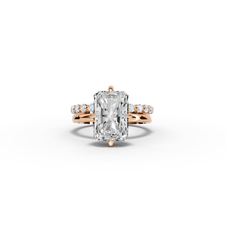 4.39 CT Radiant Pavé Bridal Set Lab Diamond Ring