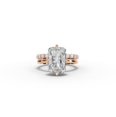 4.39 CT Radiant Pavé Bridal Set Lab Diamond Ring