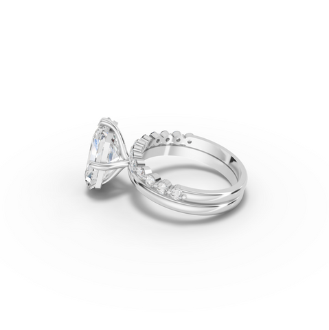 4.39 CT Radiant Pavé Bridal Set Lab Diamond Ring