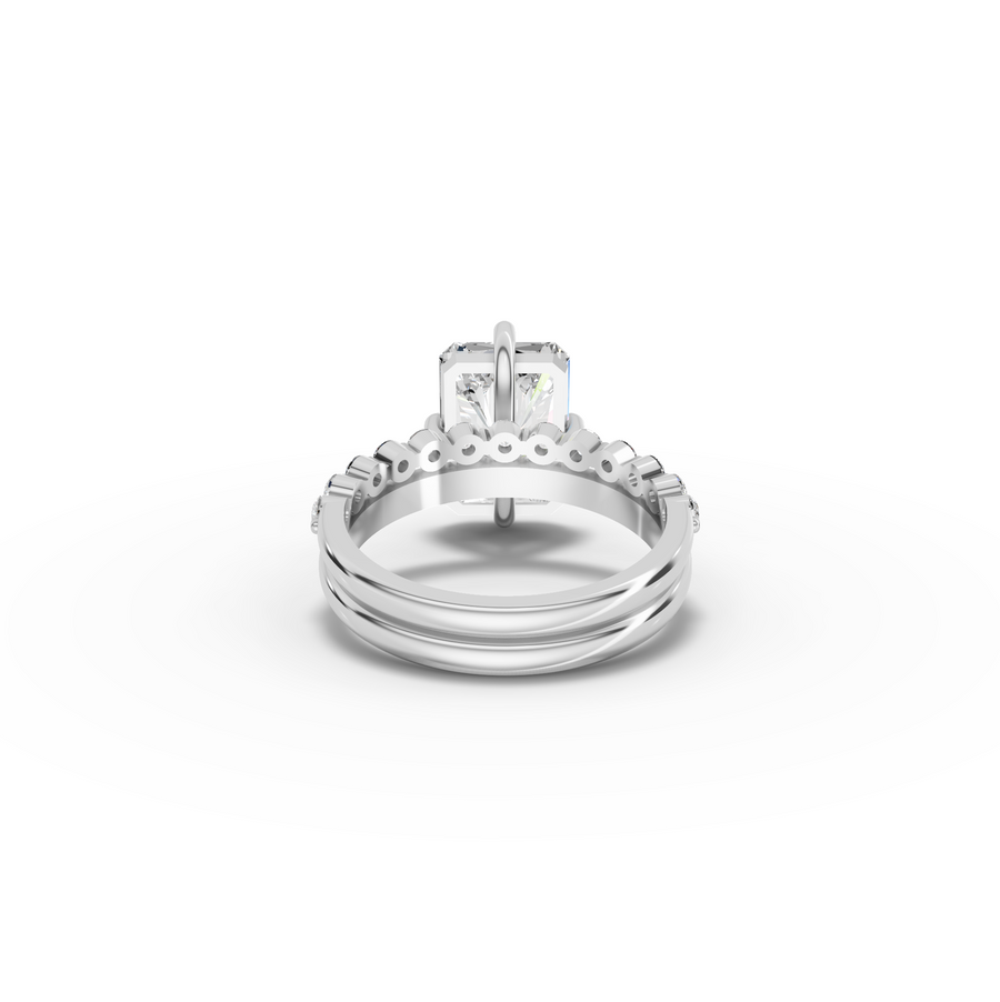 4.39 CT Radiant Pavé Bridal Set Lab Diamond Ring