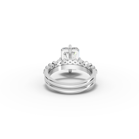 4.39 CT Radiant Pavé Bridal Set Lab Diamond Ring