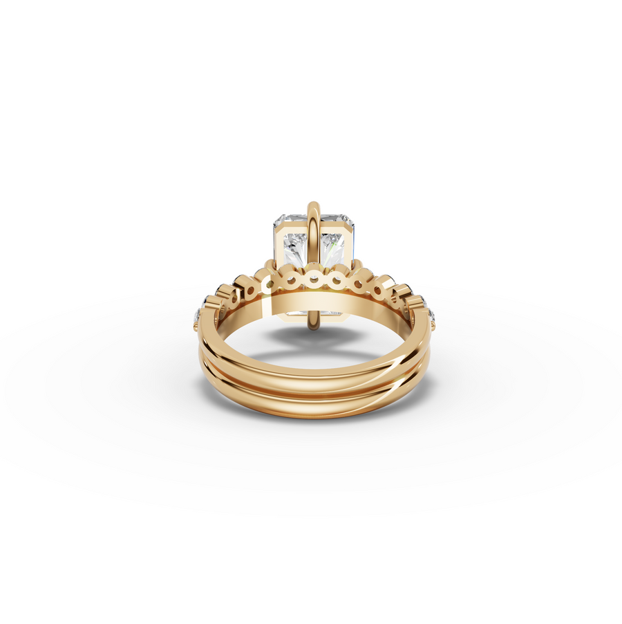 4.39 CT Radiant Pavé Bridal Set Lab Diamond Ring