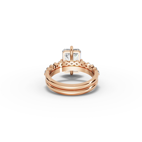 4.39 CT Radiant Pavé Bridal Set Lab Diamond Ring
