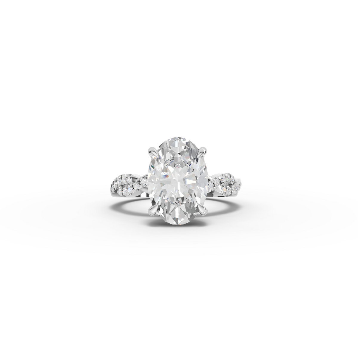 2.69 CT Oval Twisted Pavé Lab Diamond Ring