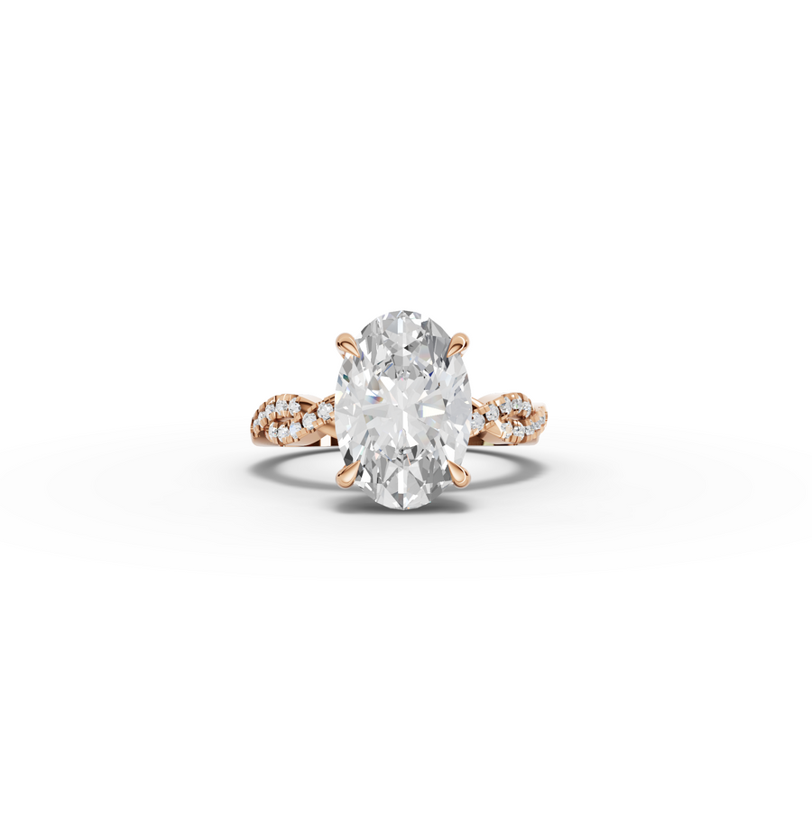 2.69 CT Oval Twisted Pavé Lab Diamond Ring
