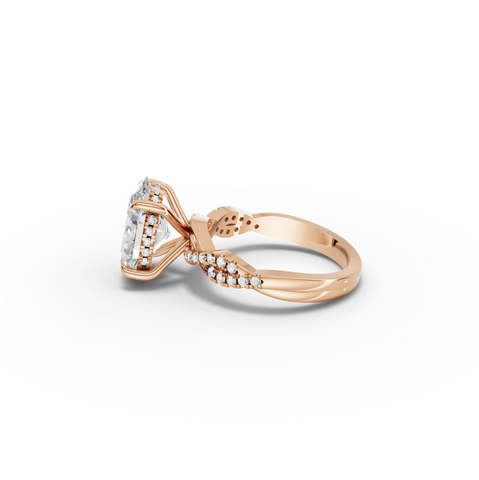 2.69 CT Oval Twisted Pavé Lab Diamond Ring