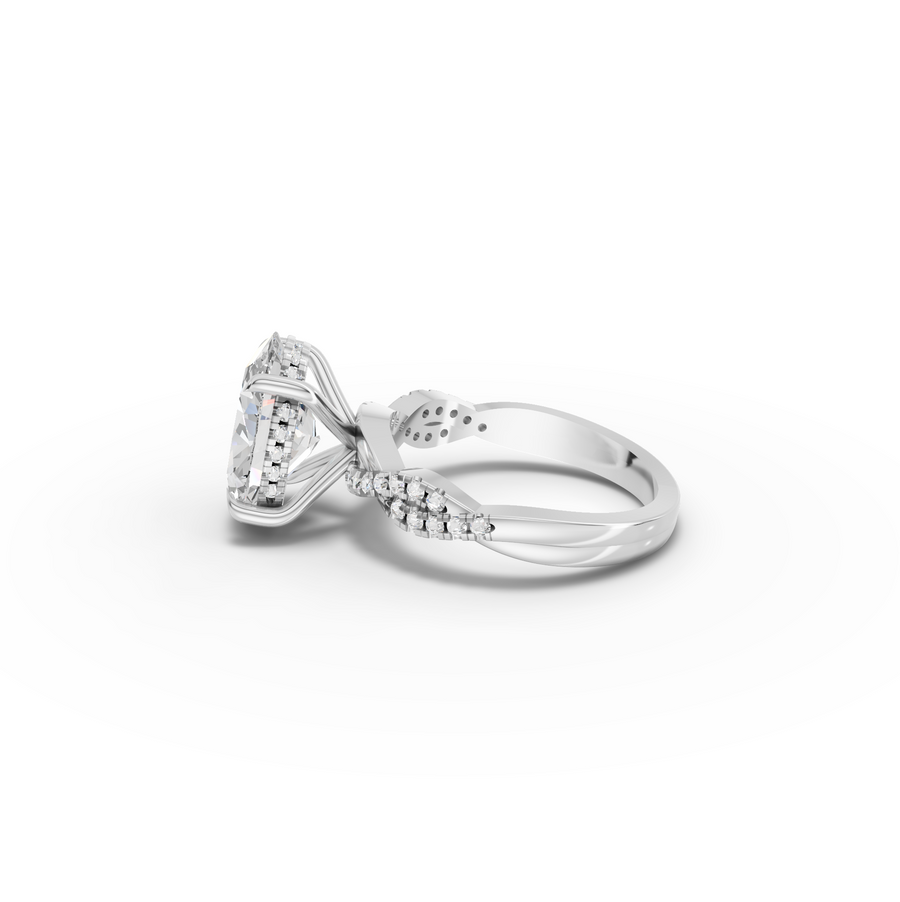 2.69 CT Oval Twisted Pavé Lab Diamond Ring