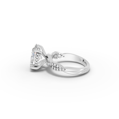 2.69 CT Oval Twisted Pavé Lab Diamond Ring