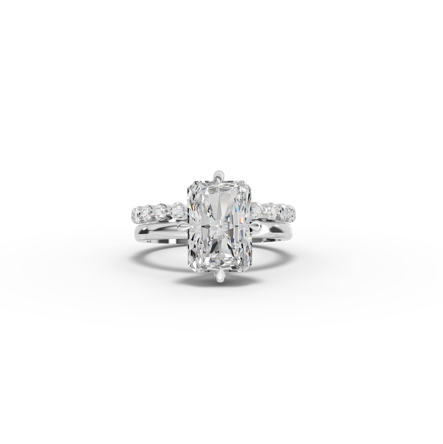 3.89 CT Radiant with Bridal Set Lab Diamond Ring