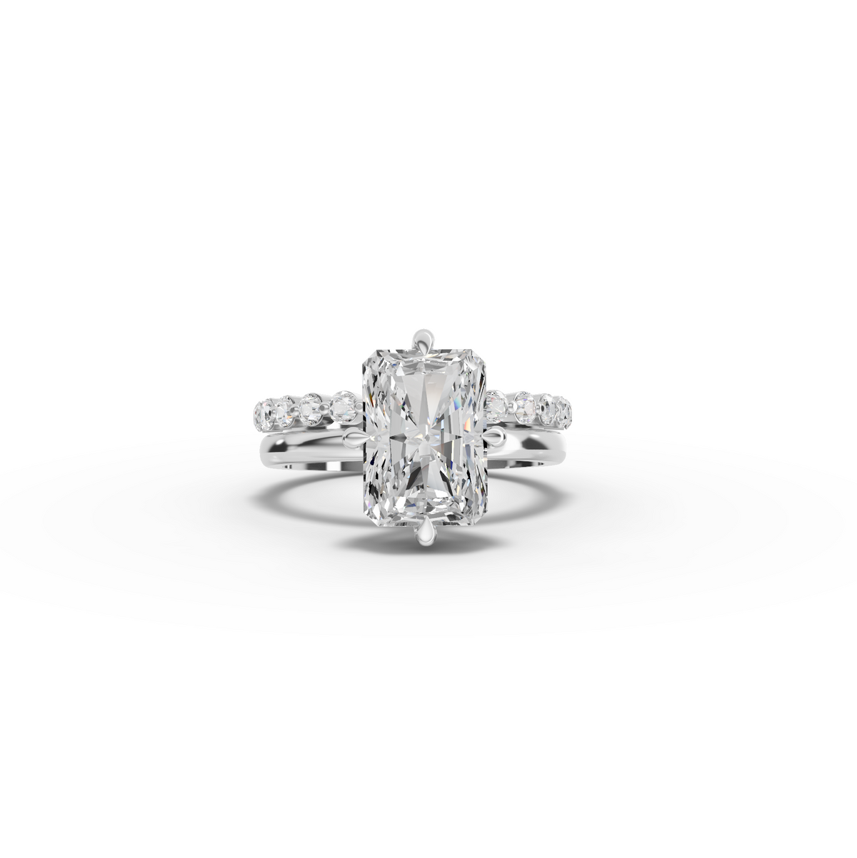 3.89 CT Radiant with Bridal Set Lab Diamond Ring