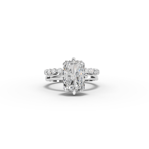 3.89 CT Radiant with Bridal Set Lab Diamond Ring