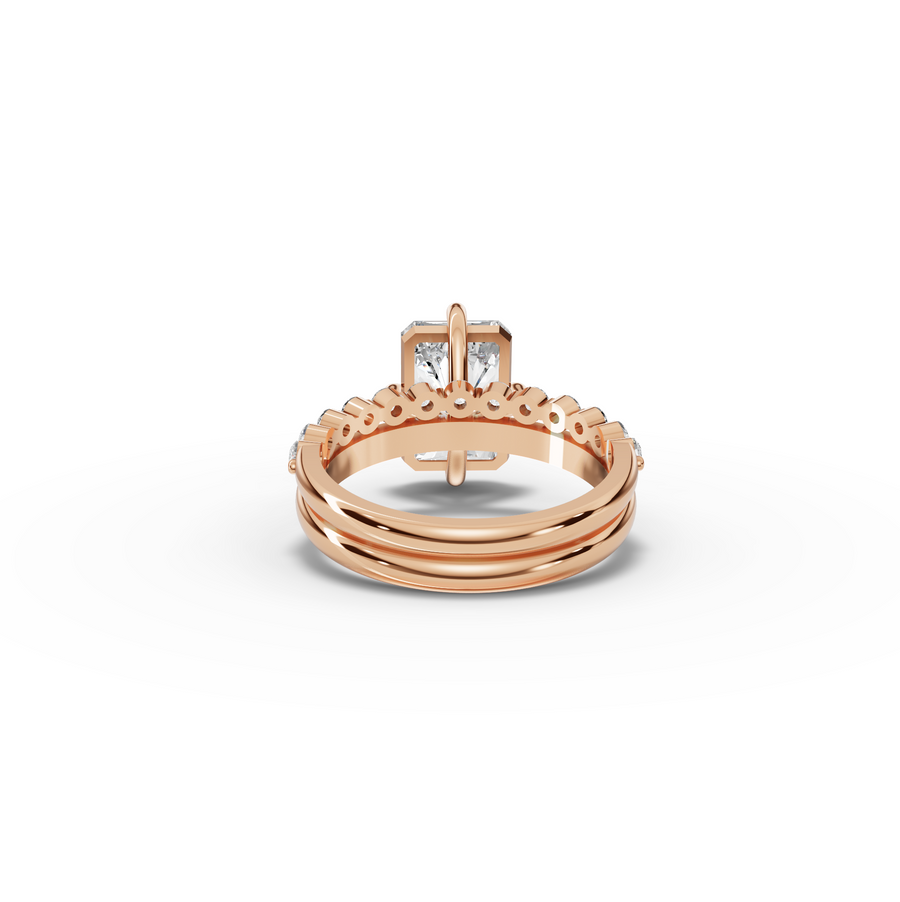 3.89 CT Radiant with Bridal Set Lab Diamond Ring