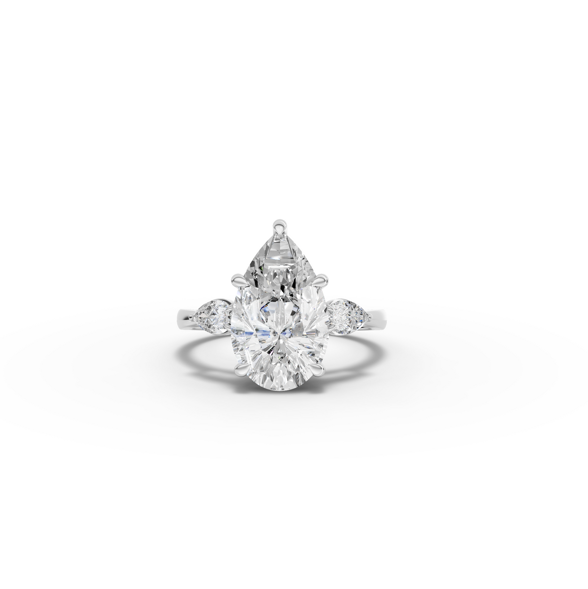 3.83 CT Pear Three-Stone Lab Grown Diamond Ring