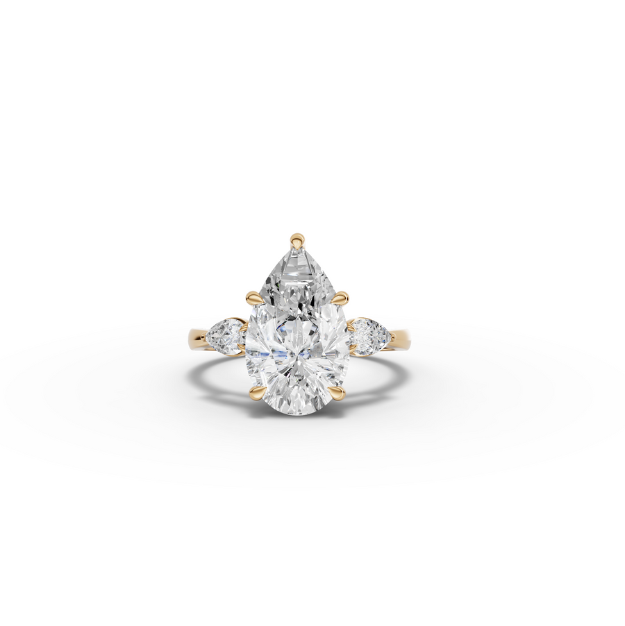 3.83 CT Pear Three-Stone Lab Grown Diamond Ring