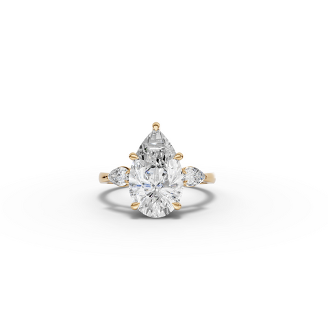 3.83 CT Pear Three-Stone Lab Grown Diamond Ring