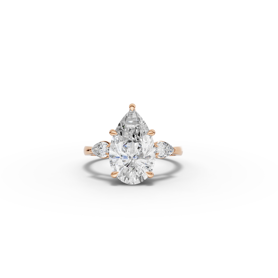 3.83 CT Pear Three-Stone Lab Grown Diamond Ring