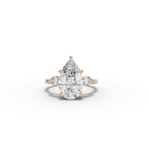 3.83 CT Pear Three-Stone Lab Grown Diamond Ring
