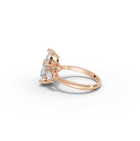 3.83 CT Pear Three-Stone Lab Grown Diamond Ring