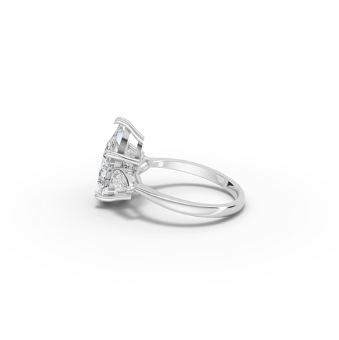 3.83 CT Pear Three-Stone Lab Grown Diamond Ring