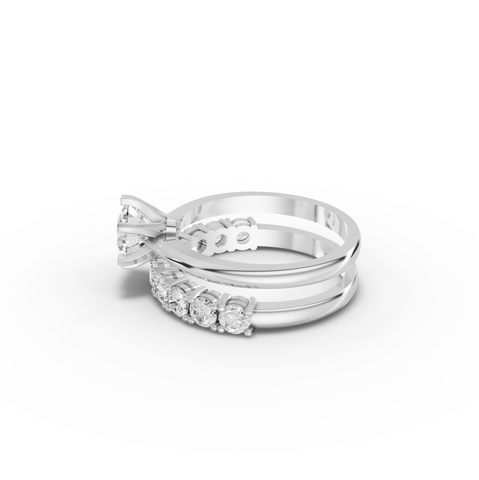 2.50 CT Round Solitaire Half Eternity Lab iamond Bridal Set