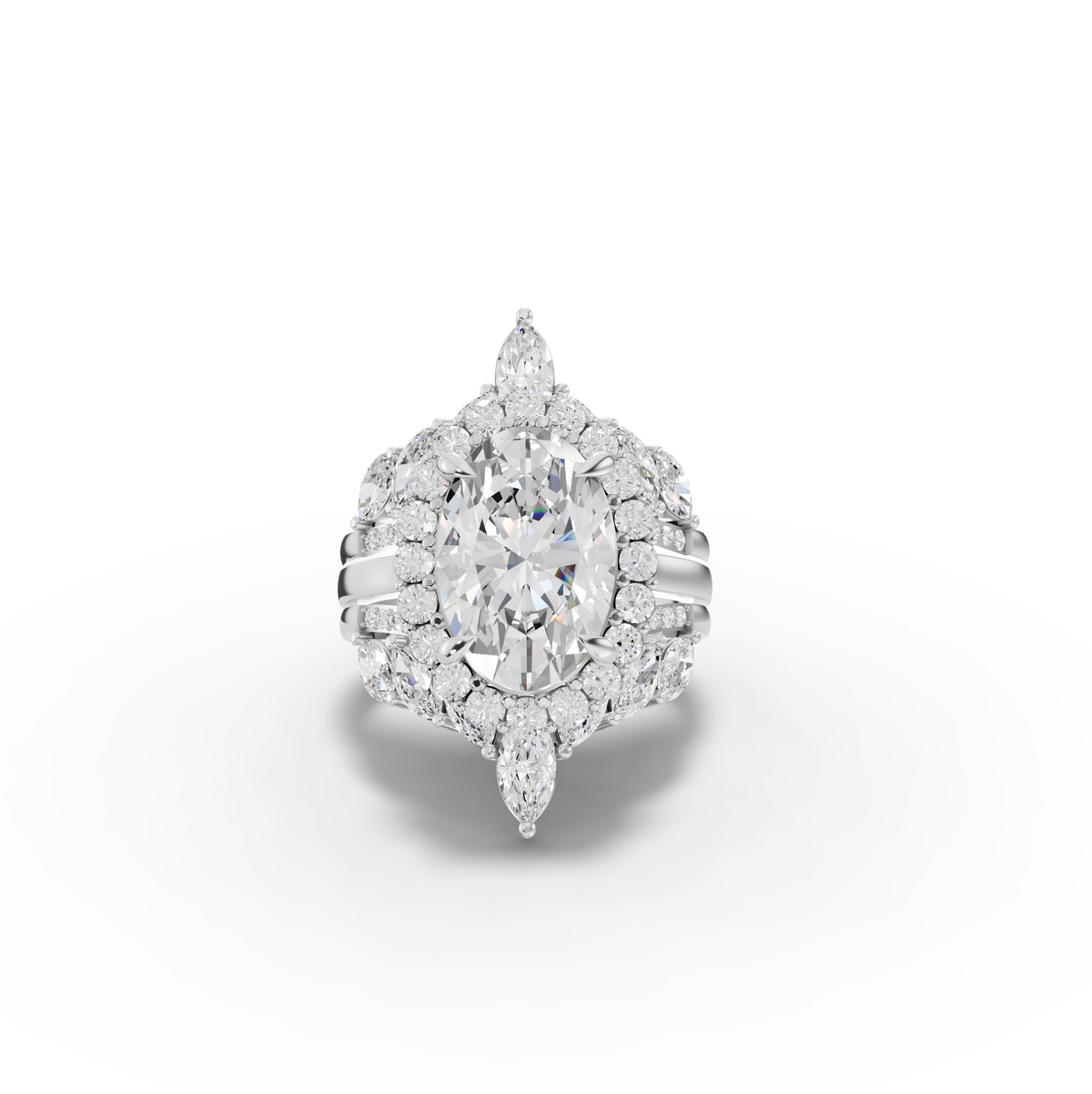 6.68 CT Oval Halo Marquise Accent Lab Diamond Bridal Set