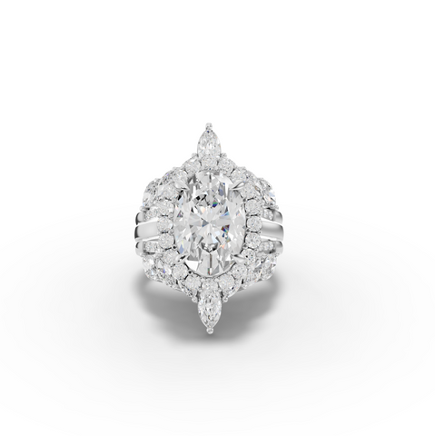 6.68 CT Oval Halo Marquise Accent Lab Diamond Bridal Set