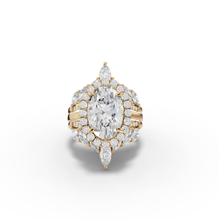 6.68 CT Oval Halo Marquise Accent Lab Diamond Bridal Set