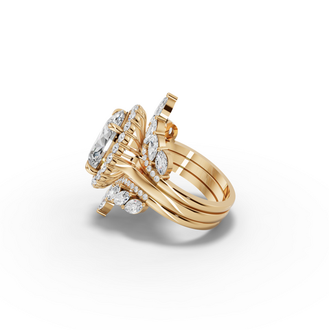 6.68 CT Oval Halo Marquise Accent Lab Diamond Bridal Set