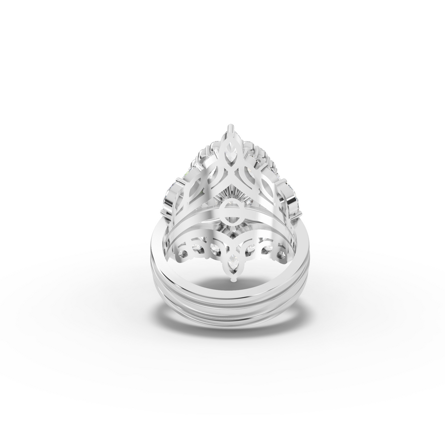 6.68 CT Oval Halo Marquise Accent Lab Diamond Bridal Set