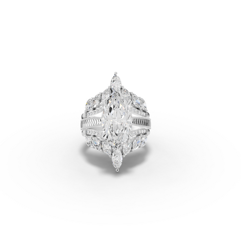 5.73 CT Marquise Halo Accent Lab Diamond Bridal Set