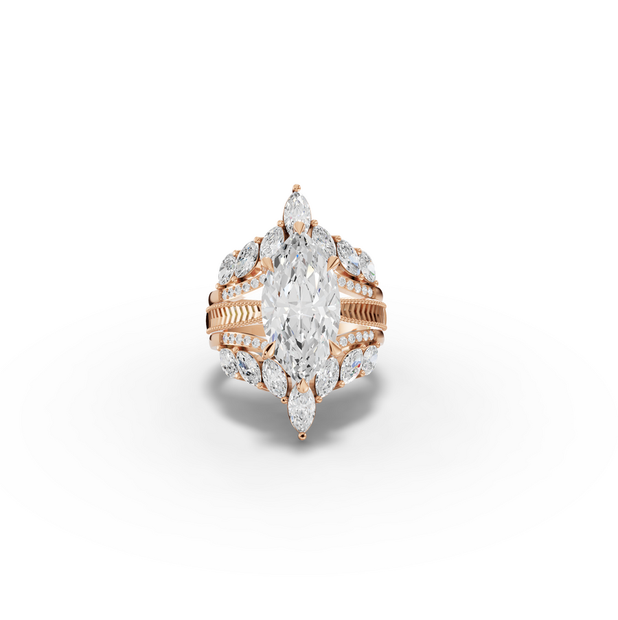 5.73 CT Marquise Halo Accent Lab Diamond Bridal Set