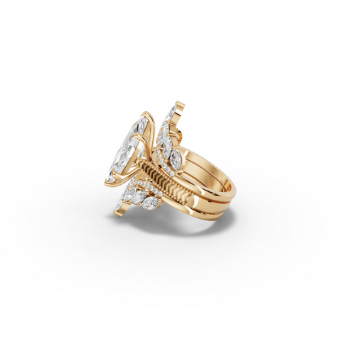 5.73 CT Marquise Halo Accent Lab Diamond Bridal Set