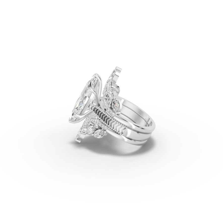 5.73 CT Marquise Halo Accent Lab Diamond Bridal Set
