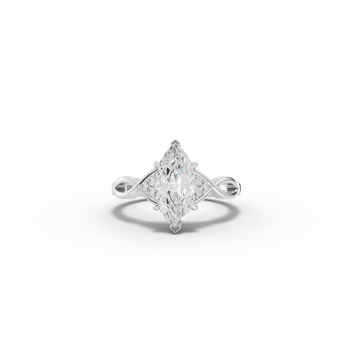 1.56 CT Marquise Accent Solitaire Engagement Ring