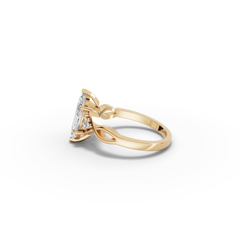1.56 CT Marquise Accent Solitaire Engagement Ring