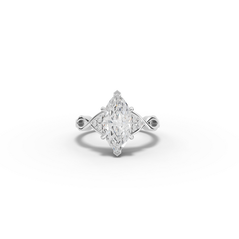2.08 CT Marquise Solitaire with Accents Lab Diamond Ring