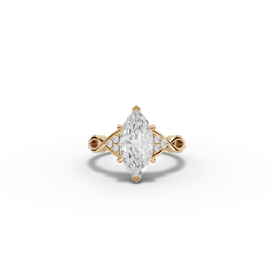 2.08 CT Marquise Solitaire with Accents Lab Diamond Ring