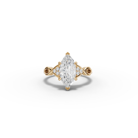 2.08 CT Marquise Solitaire with Accents Lab Diamond Ring