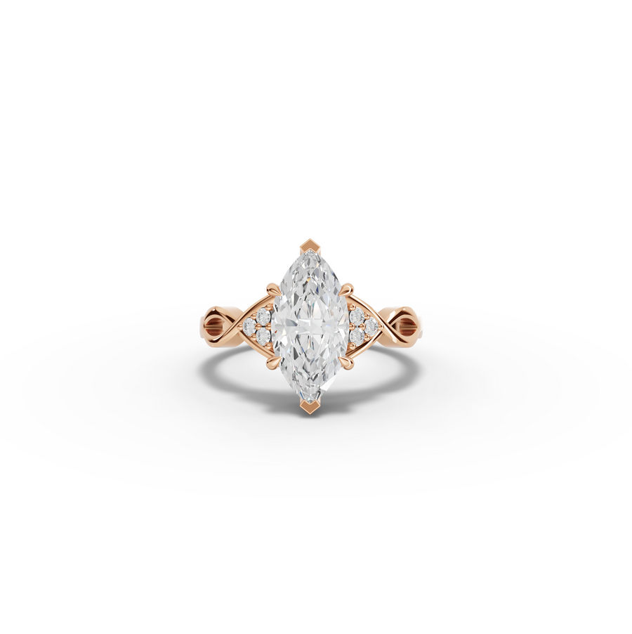 2.08 CT Marquise Solitaire with Accents Lab Diamond Ring