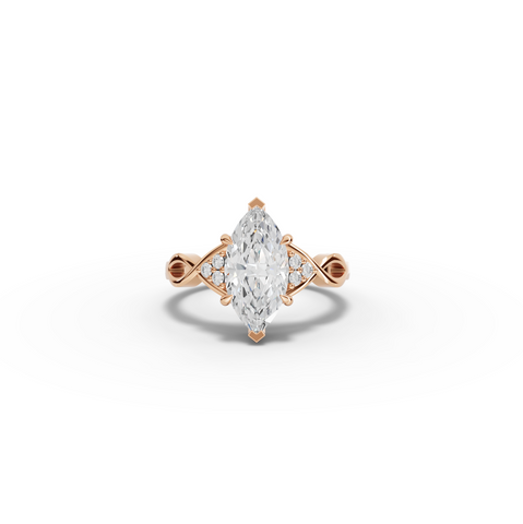 2.08 CT Marquise Solitaire with Accents Lab Diamond Ring