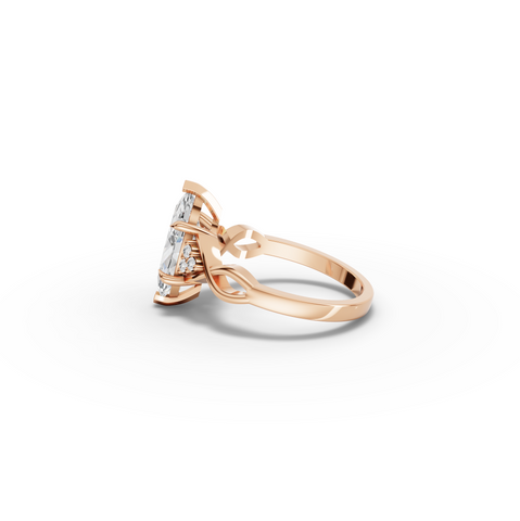 2.08 CT Marquise Solitaire with Accents Lab Diamond Ring