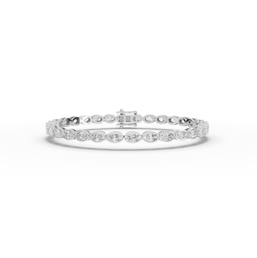 3.97 CT Oval Lab Diamond Bezel Tennis Bracelet.