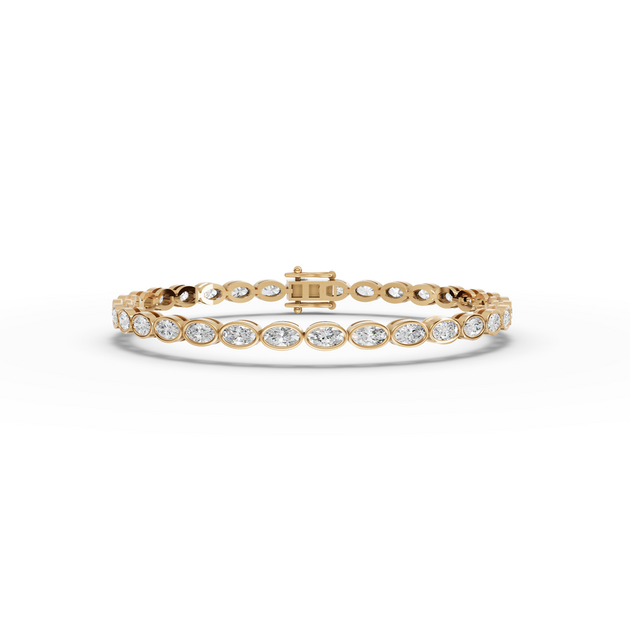 3.97 CT Oval Lab Diamond Bezel Tennis Bracelet.