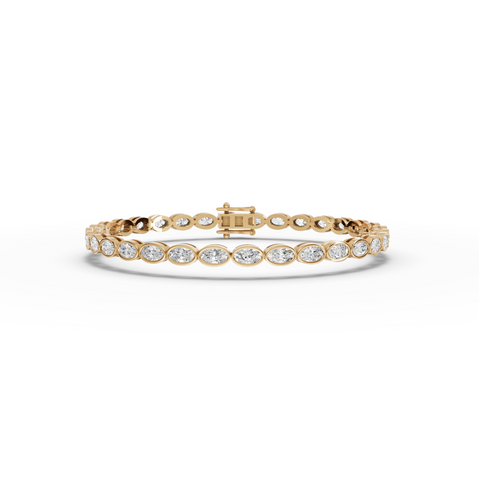 3.97 CT Oval Lab Diamond Bezel Tennis Bracelet.